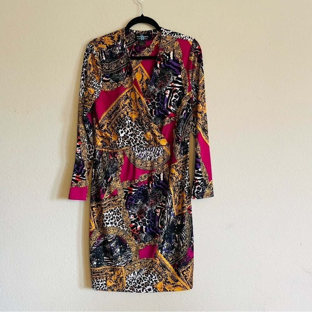 Steve Harvey Celebrity Edition woman's career dress M vibrant abstract formal